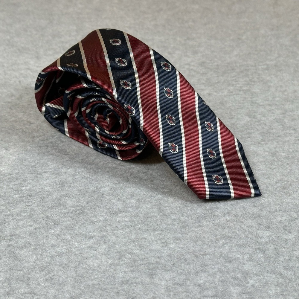 H&M Mens Skinny Tie Blue‎ Red Repp Stripe Shields Polyester NO TAGS 58x2.5